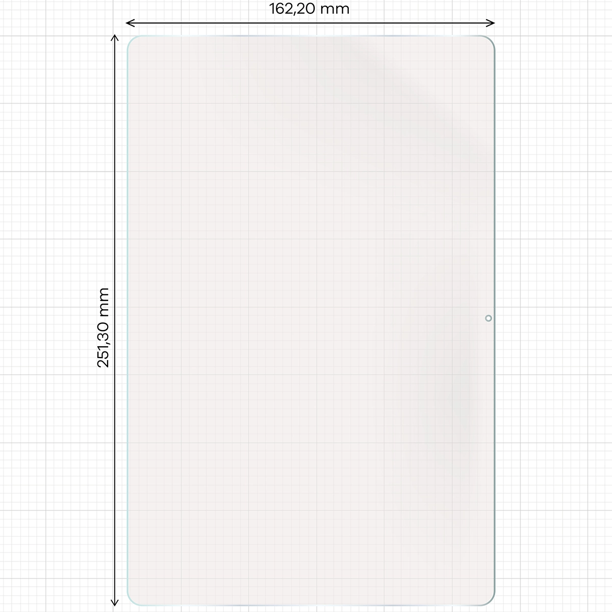 Miarka z wymiarami folii matowej Bizon Tab Film Sun do Galaxy Tab S10 Lite
